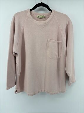 Eddie Bauer Women's Pale Pink Crewneck Sweater with Chest Pocket